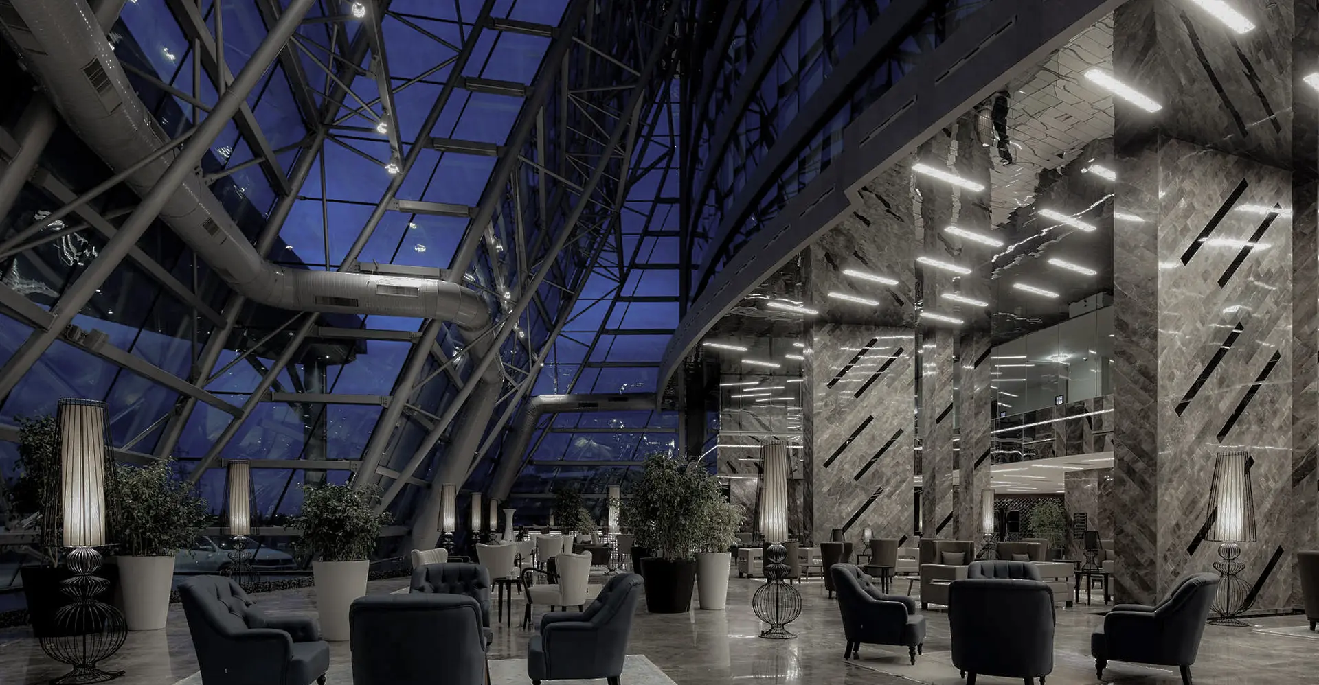 Pullman Hotel iç mekânında tamamlanmış mimari ve teknik uygulamalar